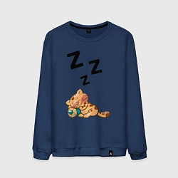 Свитшот хлопковый мужской Котик спит, цвет: тёмно-синий