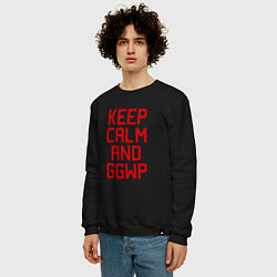 Свитшот хлопковый мужской Keep Calm & GGWP, цвет: черный — фото 2