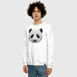 Свитшот хлопковый мужской Полигональная панда, цвет: белый — фото 2