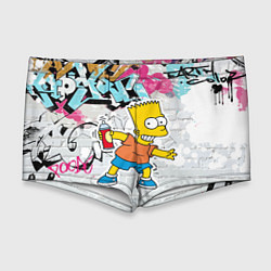 Мужские плавки Барт Симпсон на фоне стены с граффити, цвет: 3D-принт