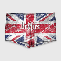 Мужские плавки The Beatles - лого на фоне флага Великобритании, цвет: 3D-принт