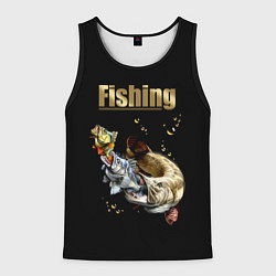 Майка-безрукавка мужская Gold Fishing, цвет: 3D-черный