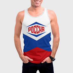 Майка-безрукавка мужская Россия 2016, цвет: 3D-белый — фото 2
