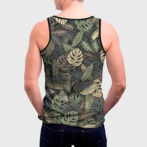 Мужская майка без рукавов Тропический камуфляж / 3D-Черный – фото 4