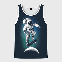 Майка-безрукавка мужская Космический скейтбординг, цвет: 3D-белый