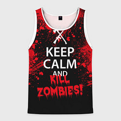 Майка-безрукавка мужская Keep Calm & Kill Zombies, цвет: 3D-белый