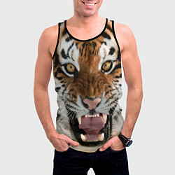 Майка-безрукавка мужская Свирепый тигр, цвет: 3D-черный — фото 2