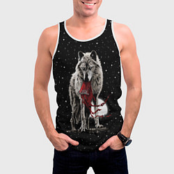Майка-безрукавка мужская Серый волк, цвет: 3D-белый — фото 2