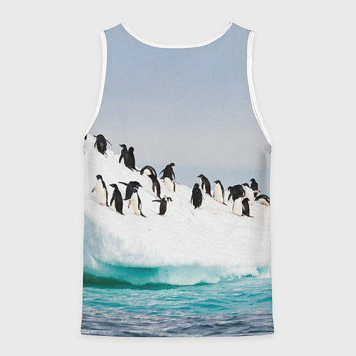 Мужская майка без рукавов Пингвины на айсберге / 3D-Белый – фото 2