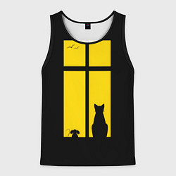 Мужская майка без рукавов Котик в окошке