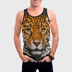 Майка-безрукавка мужская Взгляд ягуара, цвет: 3D-черный — фото 2