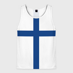 Майка-безрукавка мужская Флаг Финляндии, цвет: 3D-белый