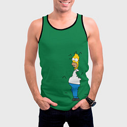 Майка-безрукавка мужская Гомер в кустах, цвет: 3D-черный — фото 2