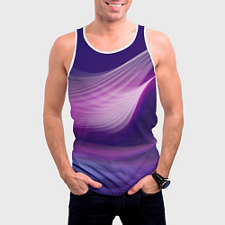 Майка-безрукавка мужская Фиолетовые Волны, цвет: 3D-белый — фото 2