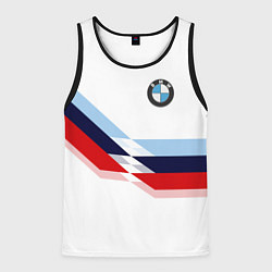 Майка-безрукавка мужская BMW БМВ WHITE, цвет: 3D-черный