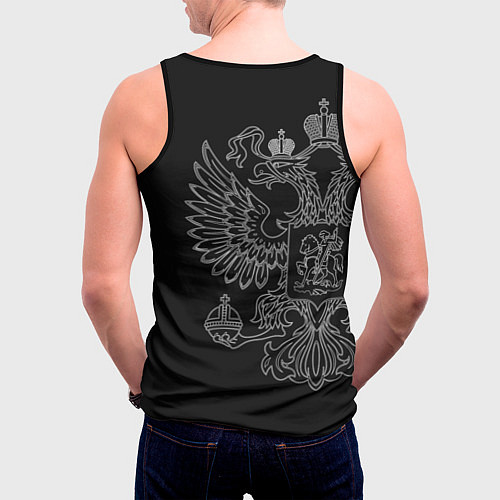 Мужская майка без рукавов ГНК: герб РФ / 3D-Черный – фото 4