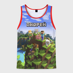 Майка-безрукавка мужская Майнкрафт: Андрей, цвет: 3D-красный