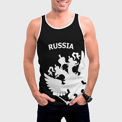 Майка-безрукавка мужская Russia: Black Edition, цвет: 3D-белый — фото 2