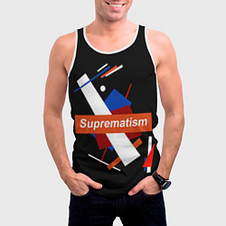Майка-безрукавка мужская Supermatism Black, цвет: 3D-белый — фото 2