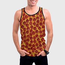 Майка-безрукавка мужская Пицца пепперони, цвет: 3D-черный — фото 2
