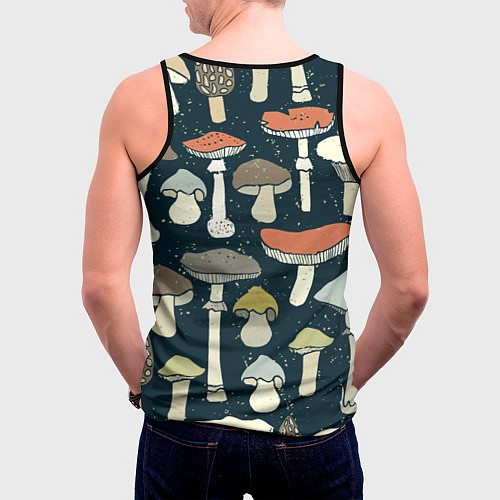 Мужская майка без рукавов Грибной лес / 3D-Черный – фото 4