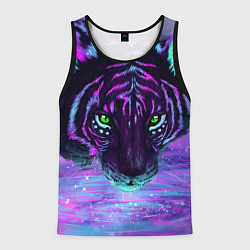 Майка-безрукавка мужская Неоновый тигр, цвет: 3D-черный