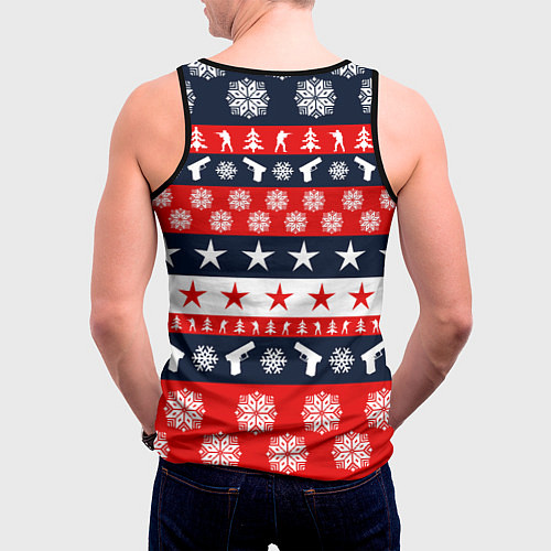 Мужская майка без рукавов CS:GO New Year / 3D-Черный – фото 4