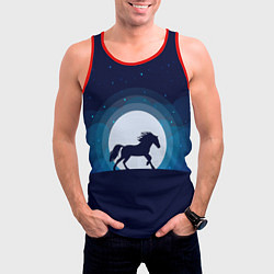 Майка-безрукавка мужская Лошадь под луной, цвет: 3D-красный — фото 2