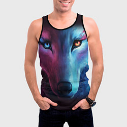 Майка-безрукавка мужская Волчий взгляд, цвет: 3D-черный — фото 2