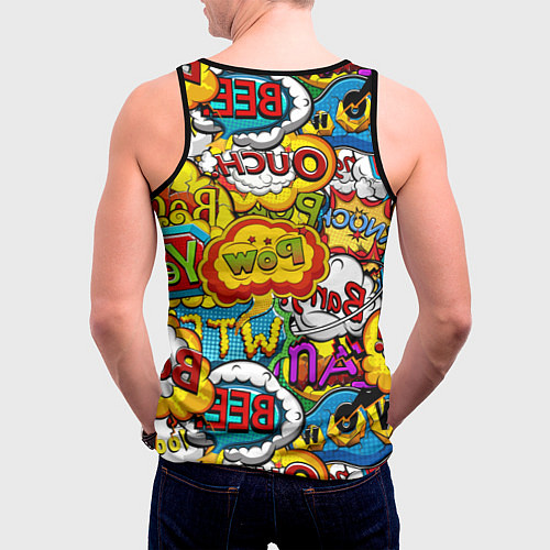 Мужская майка без рукавов Звуки комиксов / 3D-Черный – фото 4