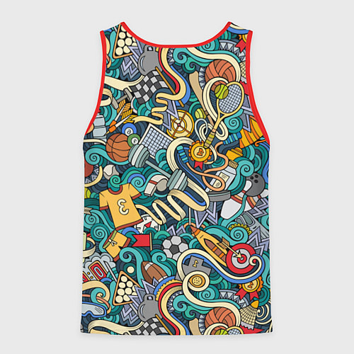 Мужская майка без рукавов Спортивный коллаж / 3D-Красный – фото 2