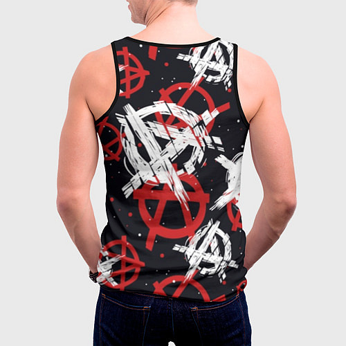 Мужская майка без рукавов Анархия - паттерн / 3D-Черный – фото 4