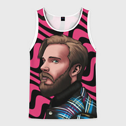 Майка-безрукавка мужская Pink PewDiePie, цвет: 3D-белый