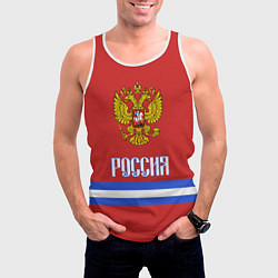 Майка-безрукавка мужская Хоккей: Россия, цвет: 3D-белый — фото 2