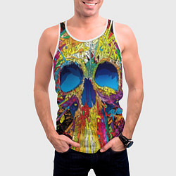 Майка-безрукавка мужская Художественный череп, цвет: 3D-белый — фото 2