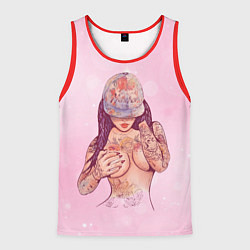 Майка-безрукавка мужская Sexy tattoo girl, цвет: 3D-красный