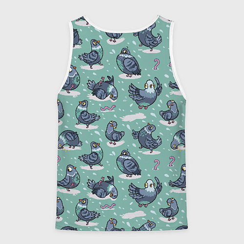 Мужская майка без рукавов Голуби и червяки / 3D-Белый – фото 2
