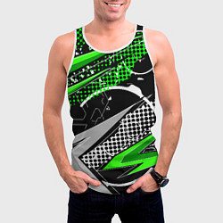 Майка-безрукавка мужская Black and green corners, цвет: 3D-белый — фото 2