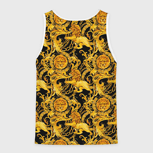 Мужская майка без рукавов Львы золотые узоры / 3D-Белый – фото 2