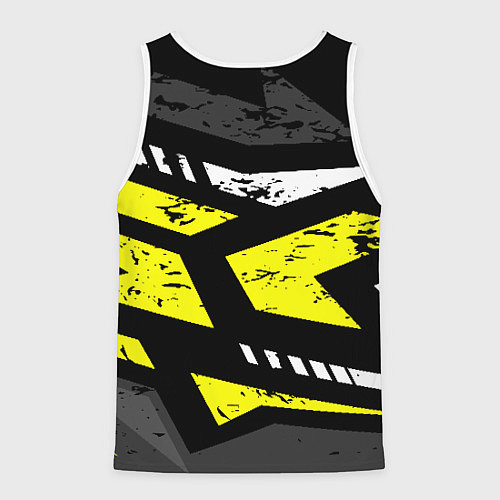Мужская майка без рукавов Black yellow abstract sport style / 3D-Белый – фото 2