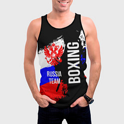 Майка-безрукавка мужская Boxing Russia Team и герб РФ, цвет: 3D-черный — фото 2