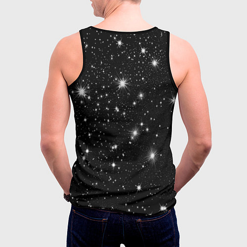 Мужская майка без рукавов Юрий Гагарин звездное небо / 3D-Черный – фото 4