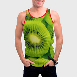 Майка-безрукавка мужская Зеленый киви, цвет: 3D-красный — фото 2