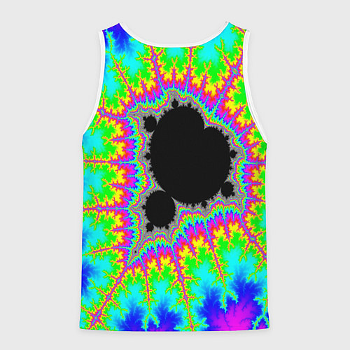 Мужская майка без рукавов Фрактальная кислотная черная дыра - множество Манд / 3D-Белый – фото 2