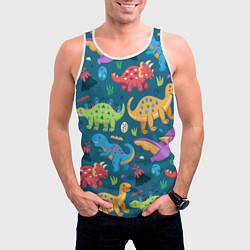 Майка-безрукавка мужская Арт с динозаврами, цвет: 3D-белый — фото 2