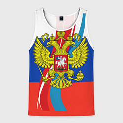 Майка-безрукавка мужская Герб России, цвет: 3D-белый