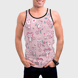 Майка-безрукавка мужская Лемуры любовь розовый фон, цвет: 3D-черный — фото 2