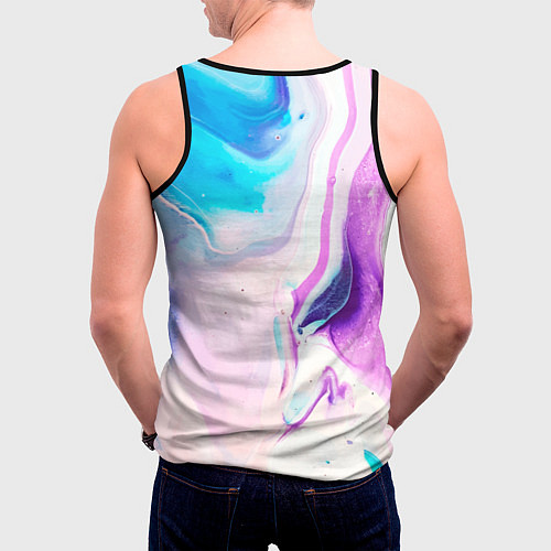 Мужская майка без рукавов Акварельные разводы / 3D-Черный – фото 4