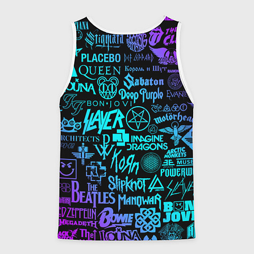 Мужская майка без рукавов ЛОГОТИПЫ РОК ГРУПП / 3D-Белый – фото 2
