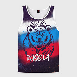Майка-безрукавка мужская Russia Bear, цвет: 3D-белый